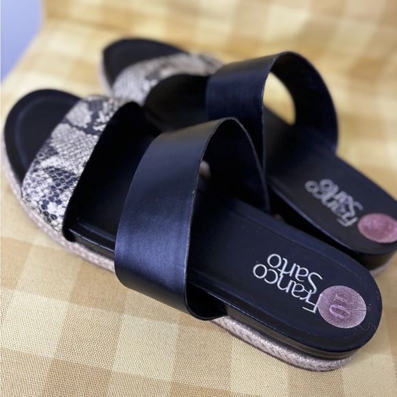 Franco Sarto Black and Snake Print Sandals - Picture 3 of 6